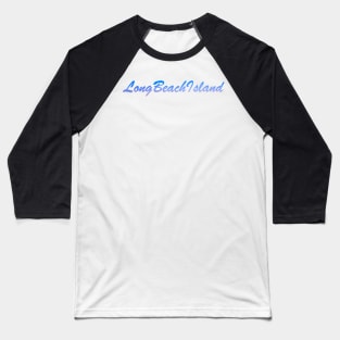 Long Beach Island LBI Blue Script Baseball T-Shirt